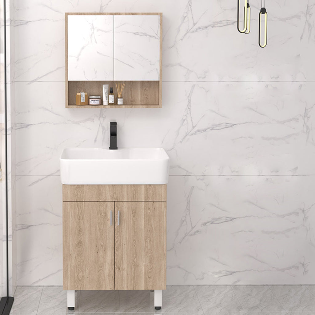 Modern Wood Bathroom Vanity Set Freestanding Single-Sink Bathroom Sink Vanity Clearhalo 'Bathroom Remodel & Bathroom Fixtures' 'Bathroom Vanities' 'bathroom_vanities' 'Home Improvement' 'home_improvement' 'home_improvement_bathroom_vanities' 7454756