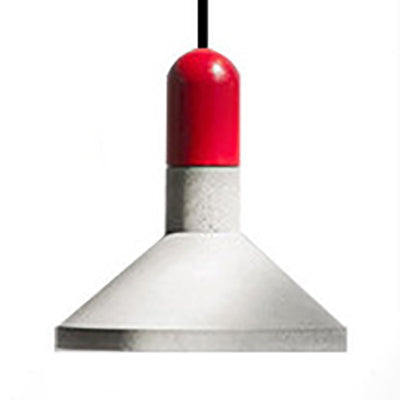 Industrial Conic Shade Hanging Lamp 1 Light Cement Pendant Fixture in Wood/Red/Black Finish over Table Red Clearhalo 'Ceiling Lights' 'Modern Pendants' 'Modern' 'Pendant Lights' 'Pendants' Lighting' 74595