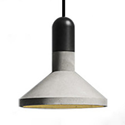 Industrial Conic Shade Hanging Lamp 1 Light Cement Pendant Fixture in Wood/Red/Black Finish over Table Black Clearhalo 'Ceiling Lights' 'Modern Pendants' 'Modern' 'Pendant Lights' 'Pendants' Lighting' 74597