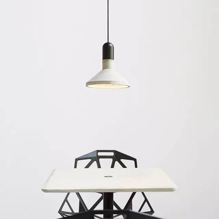 Industrial Conic Shade Hanging Lamp 1 Light Cement Pendant Fixture in Wood/Red/Black Finish over Table Clearhalo 'Ceiling Lights' 'Modern Pendants' 'Modern' 'Pendant Lights' 'Pendants' Lighting' 74600