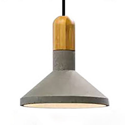 Industrial Conic Shade Hanging Lamp 1 Light Cement Pendant Fixture in Wood/Red/Black Finish over Table Wood Clearhalo 'Ceiling Lights' 'Modern Pendants' 'Modern' 'Pendant Lights' 'Pendants' Lighting' 74602