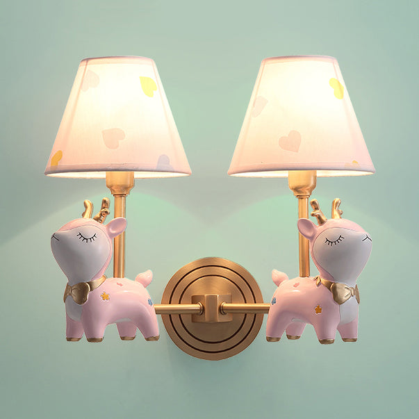 Modern Coolie Shade Wall Light Single Head Candy Colored Wall Lamp with Animal for Baby Room Pink A Clearhalo 'Wall Lamps & Sconces' 'Wall Lights' Lighting' 74628