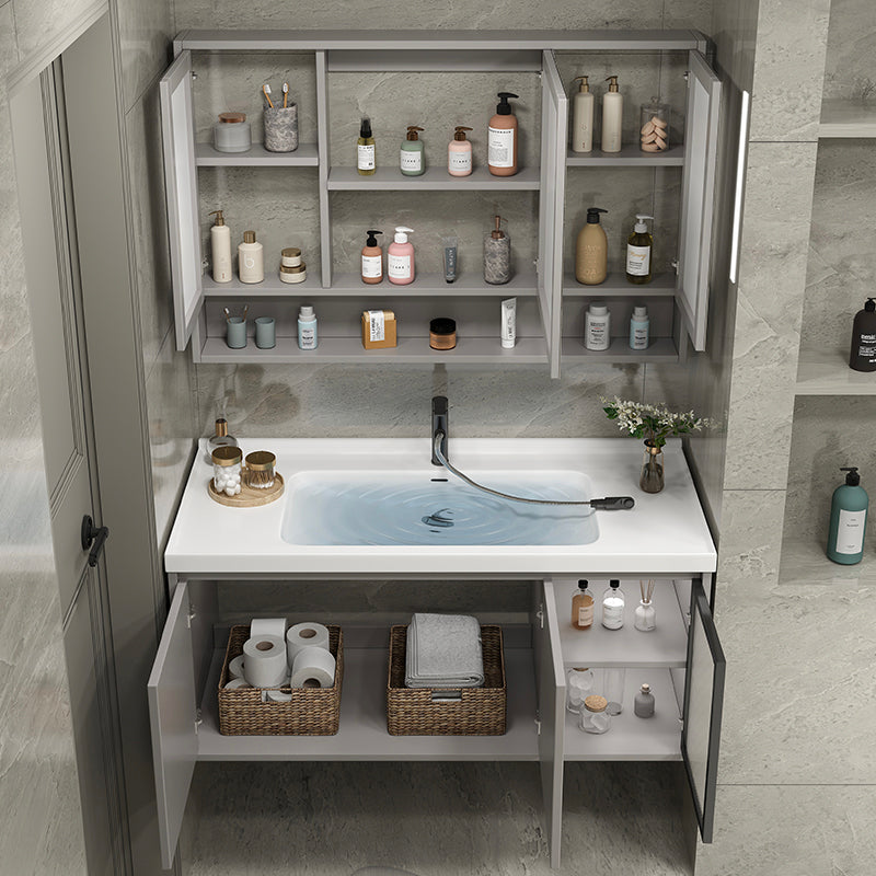 Modern Rectangular Sink Vanity Ceramic Top Single Wall Mount Vanity Clearhalo 'Bathroom Remodel & Bathroom Fixtures' 'Bathroom Vanities' 'bathroom_vanities' 'Home Improvement' 'home_improvement' 'home_improvement_bathroom_vanities' 7462820