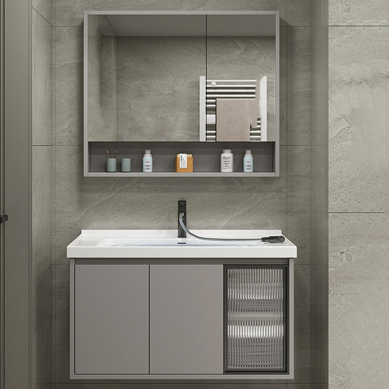 Modern Rectangular Sink Vanity Ceramic Top Single Wall Mount Vanity Clearhalo 'Bathroom Remodel & Bathroom Fixtures' 'Bathroom Vanities' 'bathroom_vanities' 'Home Improvement' 'home_improvement' 'home_improvement_bathroom_vanities' 7462825