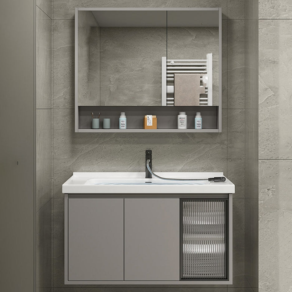 Modern Rectangular Sink Vanity Ceramic Top Single Wall Mount Vanity Clearhalo 'Bathroom Remodel & Bathroom Fixtures' 'Bathroom Vanities' 'bathroom_vanities' 'Home Improvement' 'home_improvement' 'home_improvement_bathroom_vanities' 7462827