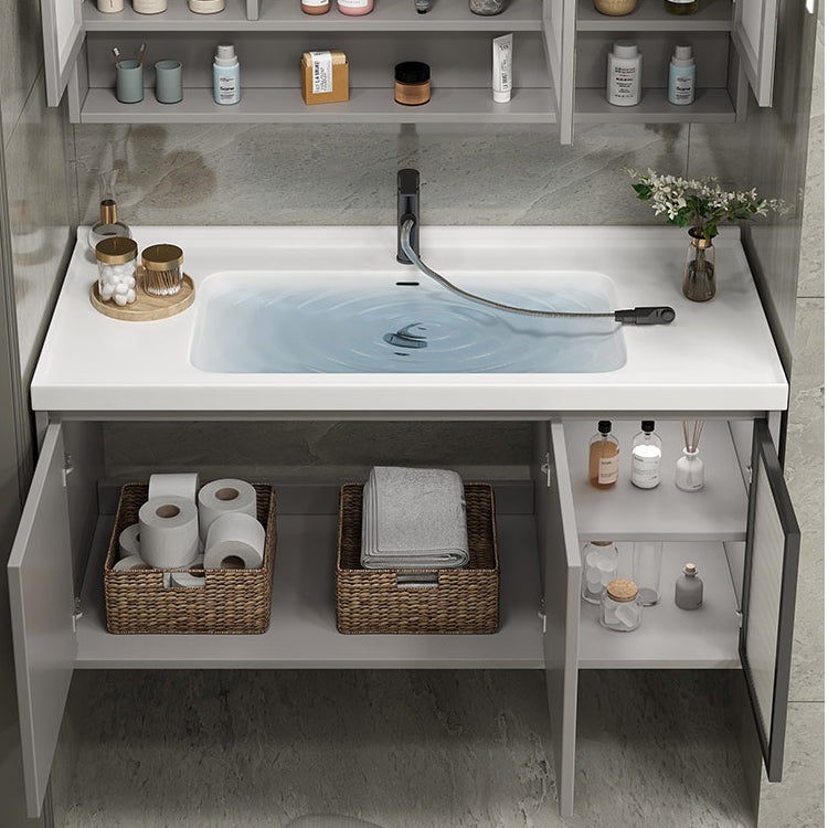 Modern Rectangular Sink Vanity Ceramic Top Single Wall Mount Vanity Clearhalo 'Bathroom Remodel & Bathroom Fixtures' 'Bathroom Vanities' 'bathroom_vanities' 'Home Improvement' 'home_improvement' 'home_improvement_bathroom_vanities' 7462833