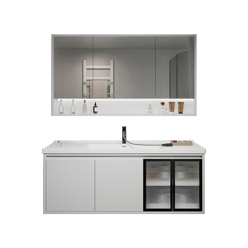 Rectangular Vanity Modern White Ceramic Top Single Wall Mount Vanity Set Vanity & Faucet & Mirror Cabinet https://res.litfad.com/site/img/item/2023/02/07/7462874/1200x1200.jpg Clearhalo 'Bathroom Remodel & Bathroom Fixtures' 'Bathroom Vanities' 'bathroom_vanities' 'Home Improvement' 'home_improvement' 'home_improvement_bathroom_vanities' 7462874