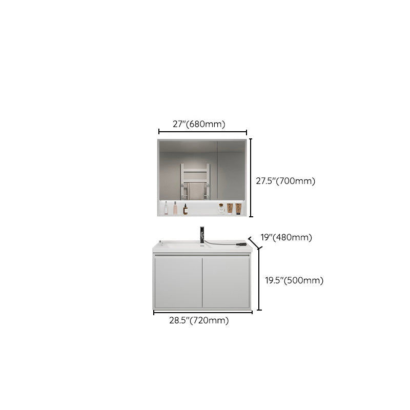 Rectangular Vanity Modern White Ceramic Top Single Wall Mount Vanity Set Clearhalo 'Bathroom Remodel & Bathroom Fixtures' 'Bathroom Vanities' 'bathroom_vanities' 'Home Improvement' 'home_improvement' 'home_improvement_bathroom_vanities' 7462879