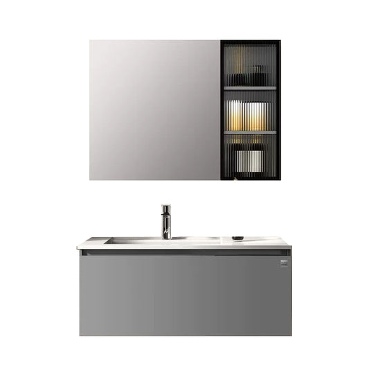 Modern Single Bath Vanity Gray Stone Rectangular Wall Mount Bathroom Vanity Clearhalo 'Bathroom Remodel & Bathroom Fixtures' 'Bathroom Vanities' 'bathroom_vanities' 'Home Improvement' 'home_improvement' 'home_improvement_bathroom_vanities' 7462894