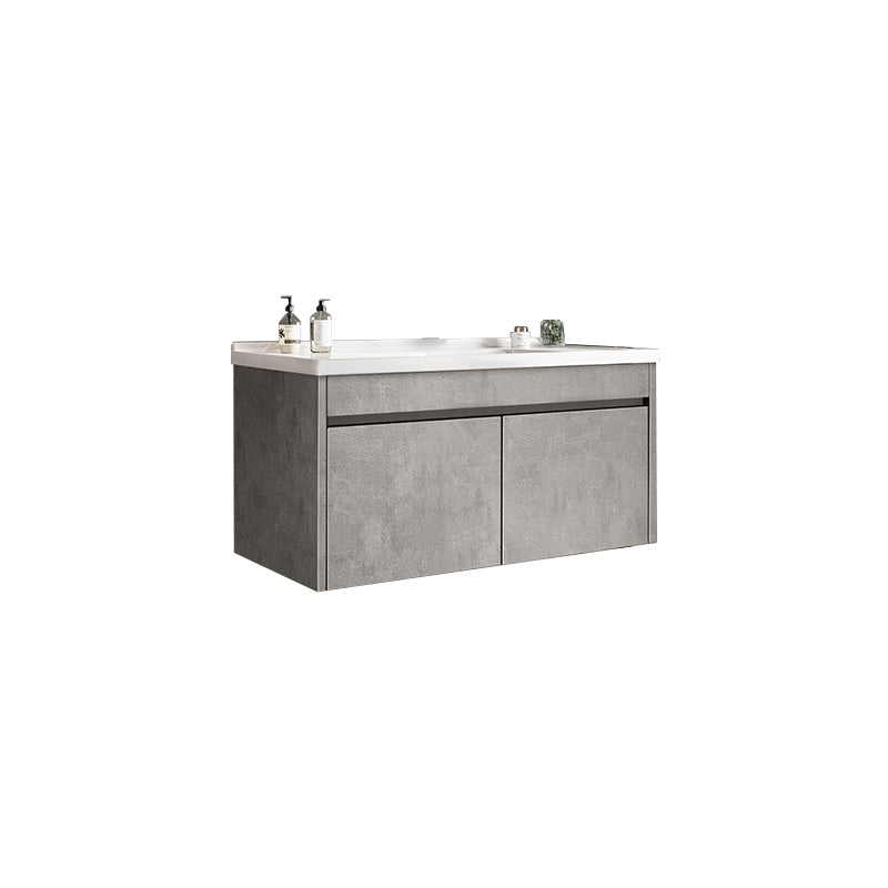 Gray Modern Bathroom Vanity Single-Sink Rectangular Wall Mount Vanity Set Bathroom Vanity 28"L x 19"W x 16"H Clearhalo 'Bathroom Remodel & Bathroom Fixtures' 'Bathroom Vanities' 'bathroom_vanities' 'Home Improvement' 'home_improvement' 'home_improvement_bathroom_vanities' 7462916