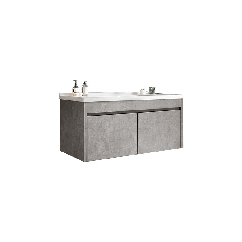 Gray Modern Bathroom Vanity Single-Sink Rectangular Wall Mount Vanity Set Bathroom Vanity 32"L x 19"W x 16"H Clearhalo 'Bathroom Remodel & Bathroom Fixtures' 'Bathroom Vanities' 'bathroom_vanities' 'Home Improvement' 'home_improvement' 'home_improvement_bathroom_vanities' 7462918