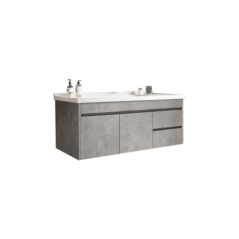 Gray Modern Bathroom Vanity Single-Sink Rectangular Wall Mount Vanity Set Bathroom Vanity 36"L x 19"W x 19"H Clearhalo 'Bathroom Remodel & Bathroom Fixtures' 'Bathroom Vanities' 'bathroom_vanities' 'Home Improvement' 'home_improvement' 'home_improvement_bathroom_vanities' 7462920