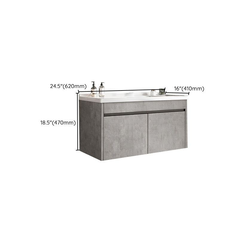 Gray Modern Bathroom Vanity Single-Sink Rectangular Wall Mount Vanity Set Clearhalo 'Bathroom Remodel & Bathroom Fixtures' 'Bathroom Vanities' 'bathroom_vanities' 'Home Improvement' 'home_improvement' 'home_improvement_bathroom_vanities' 7462923