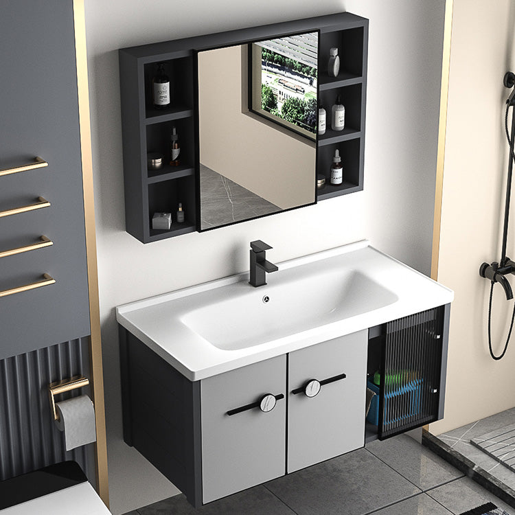 Modern Single Sink Vanity Metal Frame Rectangular Vanity Set Clearhalo 'Bathroom Remodel & Bathroom Fixtures' 'Bathroom Vanities' 'bathroom_vanities' 'Home Improvement' 'home_improvement' 'home_improvement_bathroom_vanities' 7462932