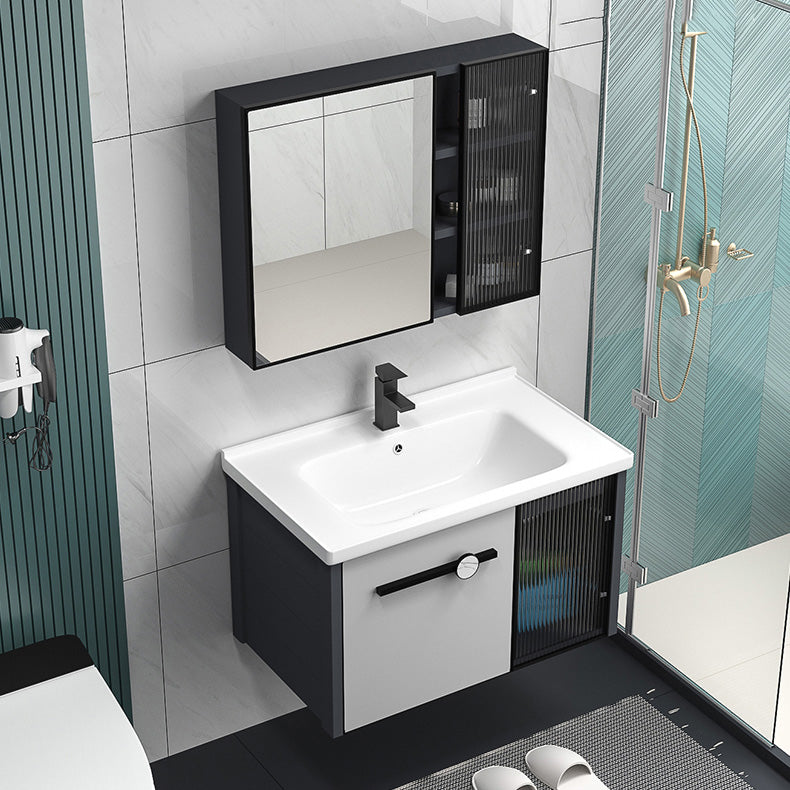 Modern Single Sink Vanity Metal Frame Rectangular Vanity Set Clearhalo 'Bathroom Remodel & Bathroom Fixtures' 'Bathroom Vanities' 'bathroom_vanities' 'Home Improvement' 'home_improvement' 'home_improvement_bathroom_vanities' 7462934