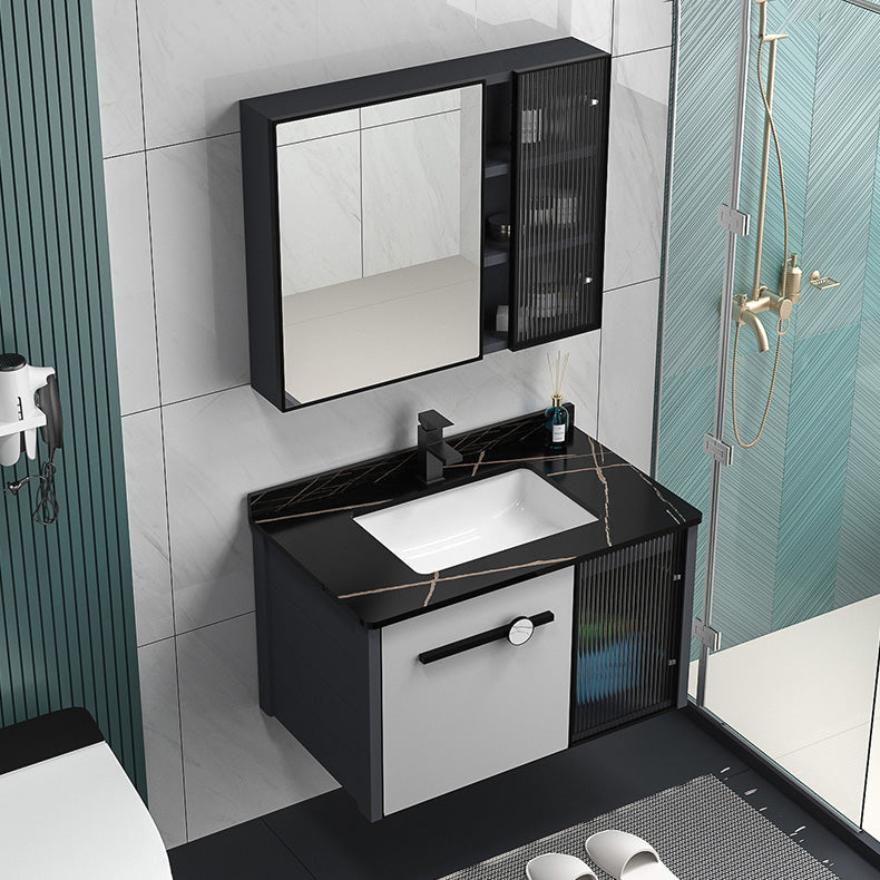 Modern Single Sink Vanity Metal Frame Rectangular Vanity Set Clearhalo 'Bathroom Remodel & Bathroom Fixtures' 'Bathroom Vanities' 'bathroom_vanities' 'Home Improvement' 'home_improvement' 'home_improvement_bathroom_vanities' 7462937