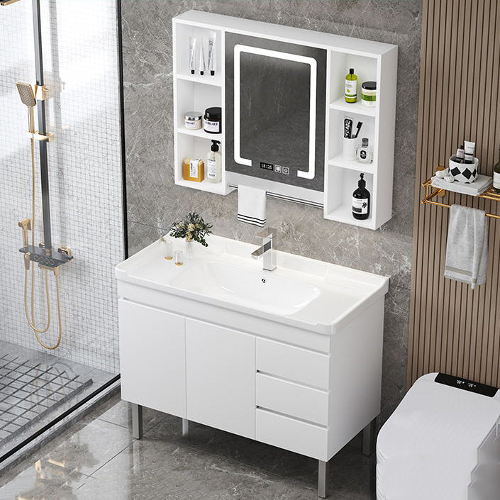 Modern Sink Vanity Freestanding Wood Bathroom Sink Vanity with Mirror Clearhalo 'Bathroom Remodel & Bathroom Fixtures' 'Bathroom Vanities' 'bathroom_vanities' 'Home Improvement' 'home_improvement' 'home_improvement_bathroom_vanities' 7462961