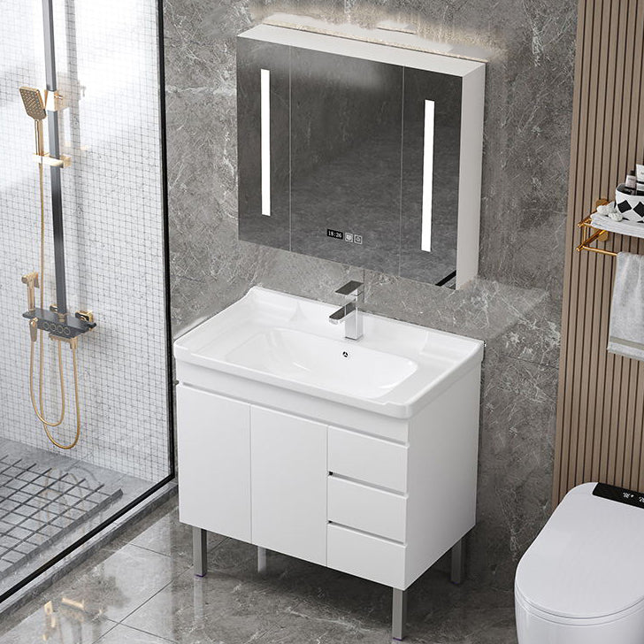 Modern Sink Vanity Freestanding Wood Bathroom Sink Vanity with Mirror Clearhalo 'Bathroom Remodel & Bathroom Fixtures' 'Bathroom Vanities' 'bathroom_vanities' 'Home Improvement' 'home_improvement' 'home_improvement_bathroom_vanities' 7462966