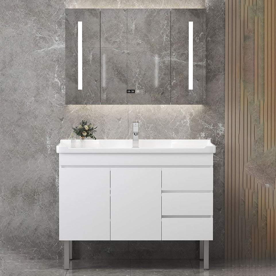 Modern Sink Vanity Freestanding Wood Bathroom Sink Vanity with Mirror Clearhalo 'Bathroom Remodel & Bathroom Fixtures' 'Bathroom Vanities' 'bathroom_vanities' 'Home Improvement' 'home_improvement' 'home_improvement_bathroom_vanities' 7462968