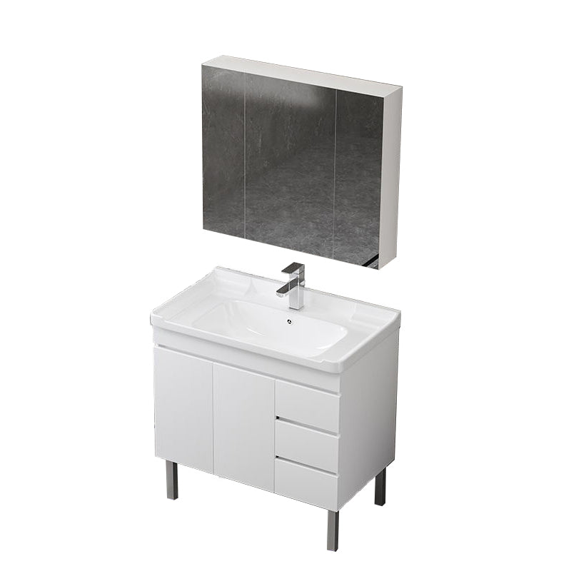 Modern Sink Vanity Freestanding Wood Bathroom Sink Vanity with Mirror Vanity & Faucet & Mirror Cabinet 36"L x 19"W x 31"H Towel Bar Not Included Clearhalo 'Bathroom Remodel & Bathroom Fixtures' 'Bathroom Vanities' 'bathroom_vanities' 'Home Improvement' 'home_improvement' 'home_improvement_bathroom_vanities' 7462978