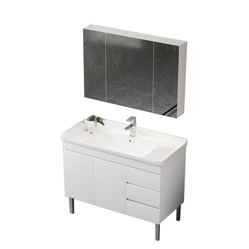 Modern Sink Vanity Freestanding Wood Bathroom Sink Vanity with Mirror Vanity & Faucet & Mirror Cabinet 40"L x 19"W x 31"H Towel Bar Not Included Clearhalo 'Bathroom Remodel & Bathroom Fixtures' 'Bathroom Vanities' 'bathroom_vanities' 'Home Improvement' 'home_improvement' 'home_improvement_bathroom_vanities' 7462979