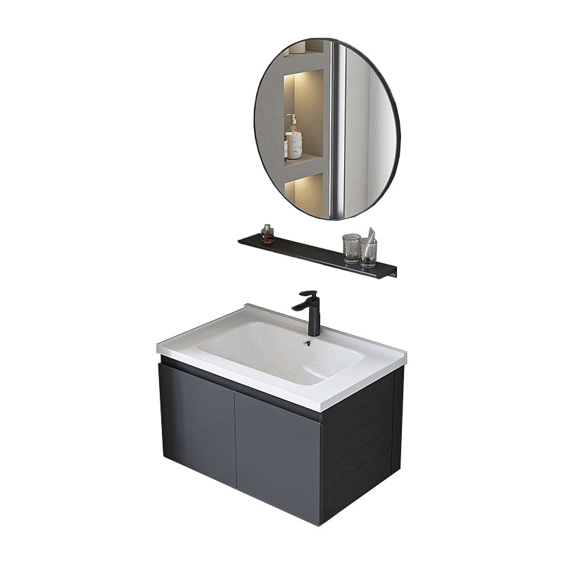 Wall Mount Bathroom Vanity Modern Gray Metal Frame Single Sink Vanity Set Vanity & Faucet & Mirrors Drawer Not Included Clearhalo 'Bathroom Remodel & Bathroom Fixtures' 'Bathroom Vanities' 'bathroom_vanities' 'Home Improvement' 'home_improvement' 'home_improvement_bathroom_vanities' 7462993