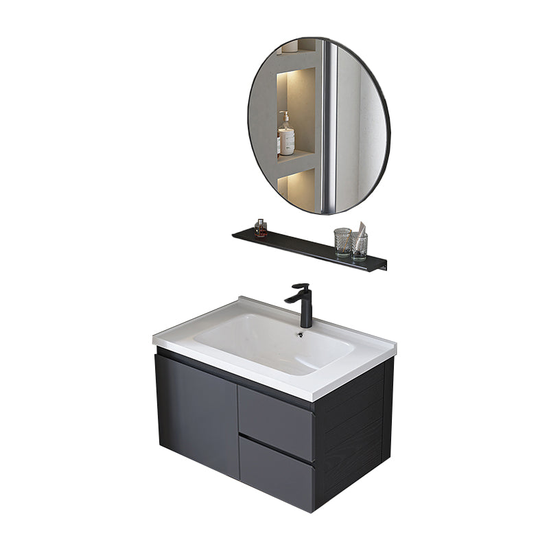 Wall Mount Bathroom Vanity Modern Gray Metal Frame Single Sink Vanity Set Vanity & Faucet & Mirrors 32"L x 19"W x 19"H 2 Clearhalo 'Bathroom Remodel & Bathroom Fixtures' 'Bathroom Vanities' 'bathroom_vanities' 'Home Improvement' 'home_improvement' 'home_improvement_bathroom_vanities' 7462995