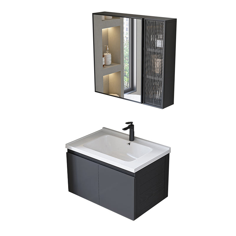 Wall Mount Bathroom Vanity Modern Gray Metal Frame Single Sink Vanity Set Vanity & Faucet & Mirror Cabinet Drawer Not Included Clearhalo 'Bathroom Remodel & Bathroom Fixtures' 'Bathroom Vanities' 'bathroom_vanities' 'Home Improvement' 'home_improvement' 'home_improvement_bathroom_vanities' 7462999