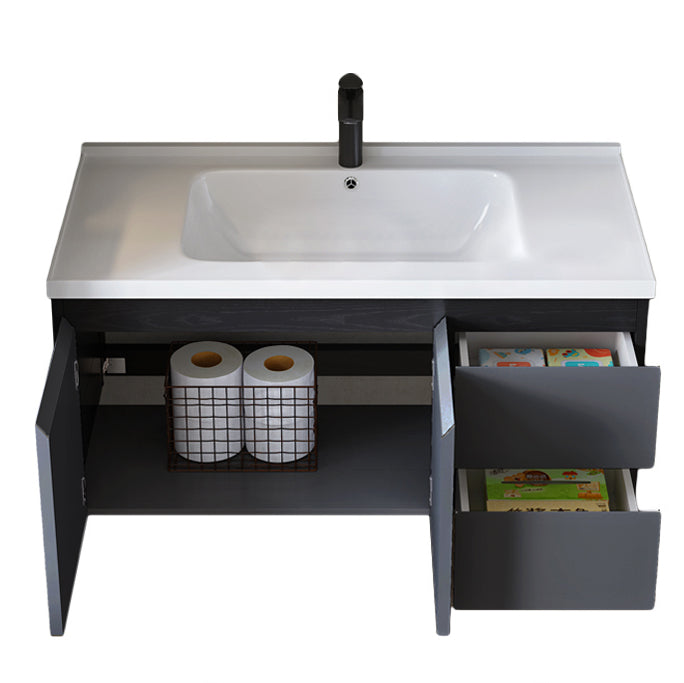 Wall Mount Bathroom Vanity Modern Gray Metal Frame Single Sink Vanity Set Clearhalo 'Bathroom Remodel & Bathroom Fixtures' 'Bathroom Vanities' 'bathroom_vanities' 'Home Improvement' 'home_improvement' 'home_improvement_bathroom_vanities' 7463002