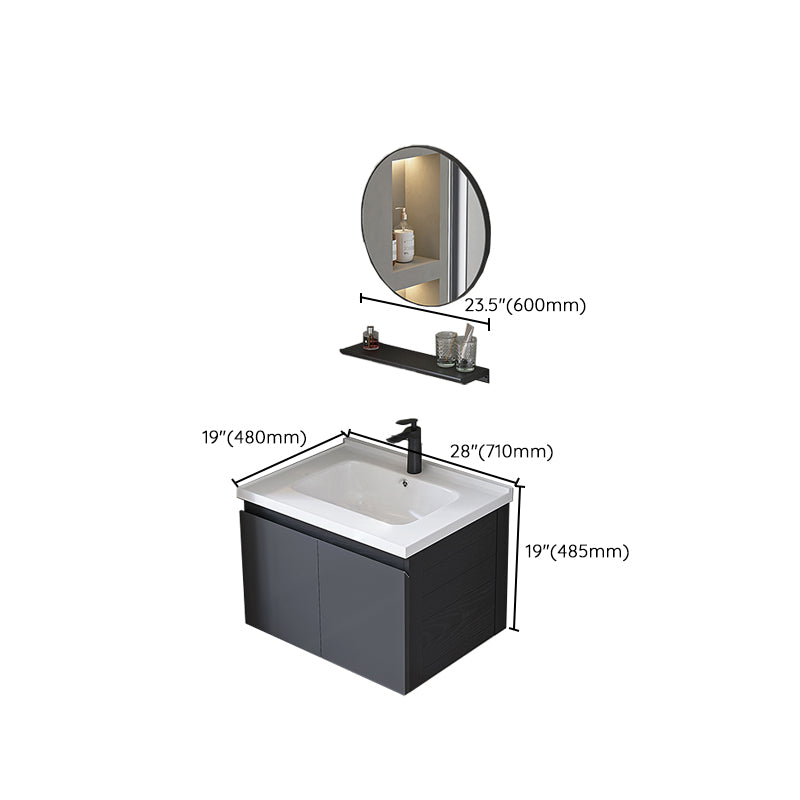 Wall Mount Bathroom Vanity Modern Gray Metal Frame Single Sink Vanity Set Clearhalo 'Bathroom Remodel & Bathroom Fixtures' 'Bathroom Vanities' 'bathroom_vanities' 'Home Improvement' 'home_improvement' 'home_improvement_bathroom_vanities' 7463007