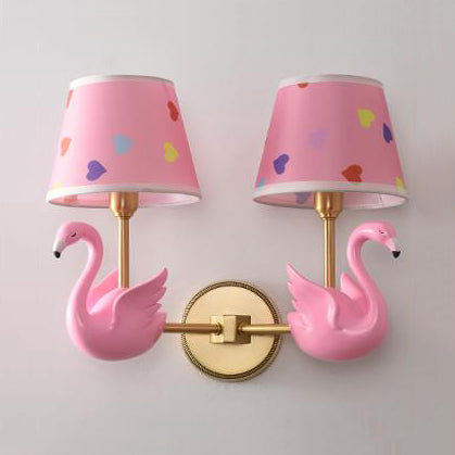 Modern Coolie Shade Wall Light Single Head Candy Colored Wall Lamp with Animal for Baby Room Pink B Clearhalo 'Wall Lamps & Sconces' 'Wall Lights' Lighting' 74633