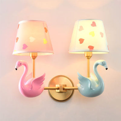 Modern Coolie Shade Wall Light Single Head Candy Colored Wall Lamp with Animal for Baby Room Blue-Pink B Clearhalo 'Wall Lamps & Sconces' 'Wall Lights' Lighting' 74636