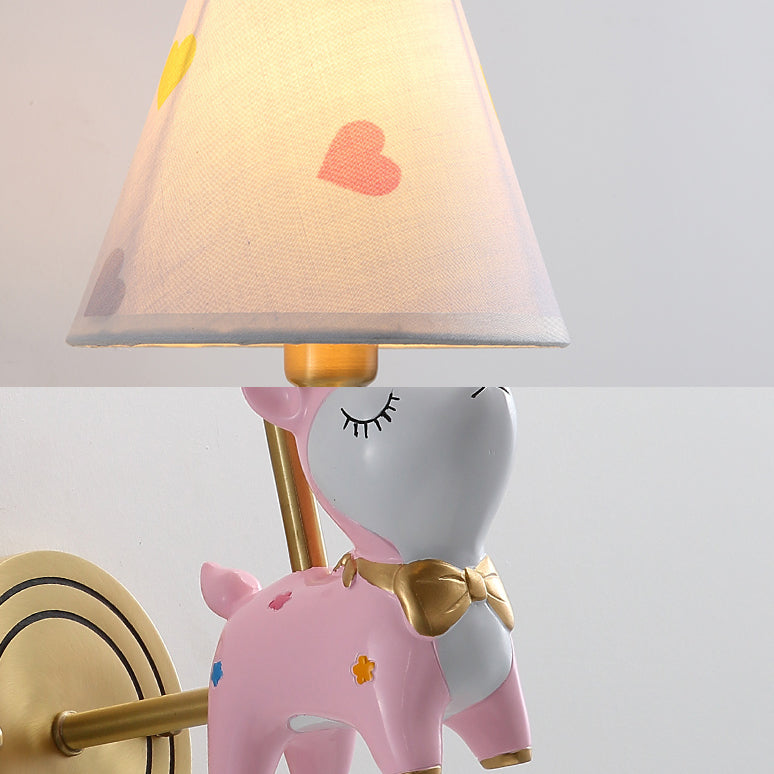 Modern Coolie Shade Wall Light Single Head Candy Colored Wall Lamp with Animal for Baby Room Clearhalo 'Wall Lamps & Sconces' 'Wall Lights' Lighting' 74637