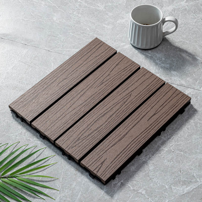 Classical Wooden Flooring Tiles Interlocking Garden Patio Flooring Tiles Dark Coffee Straight Grain Clearhalo 'Home Improvement' 'home_improvement' 'home_improvement_outdoor_deck_tiles_planks' 'Outdoor Deck Tiles & Planks' 'Outdoor Flooring & Tile' 'Outdoor Remodel' 'outdoor_deck_tiles_planks' 7465009