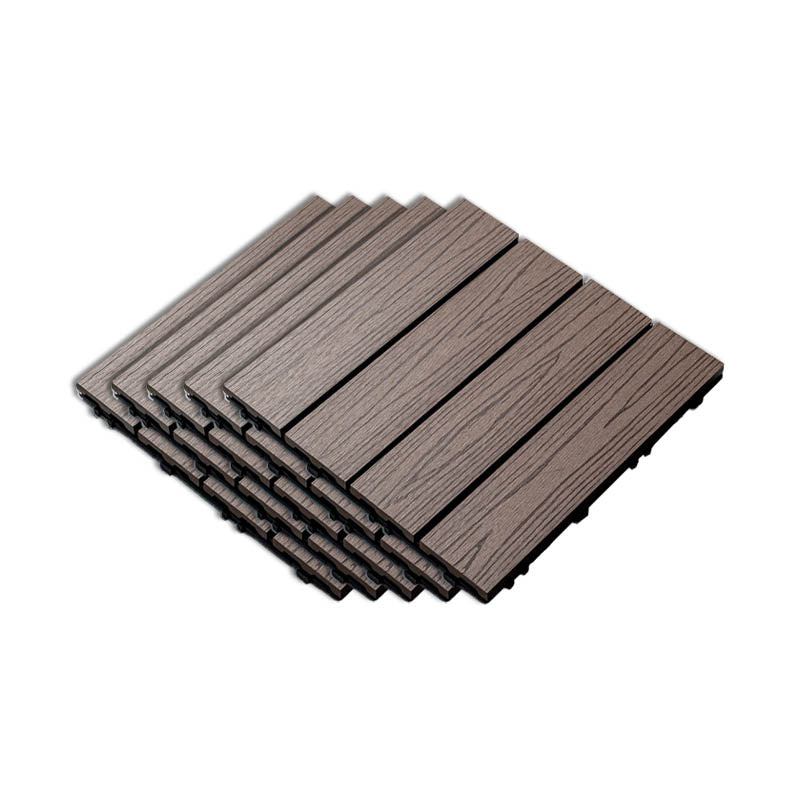 Classical Wooden Flooring Tiles Interlocking Garden Patio Flooring Tiles Dark Coffee Straight Grain Clearhalo 'Home Improvement' 'home_improvement' 'home_improvement_outdoor_deck_tiles_planks' 'Outdoor Deck Tiles & Planks' 'Outdoor Flooring & Tile' 'Outdoor Remodel' 'outdoor_deck_tiles_planks' 7465010