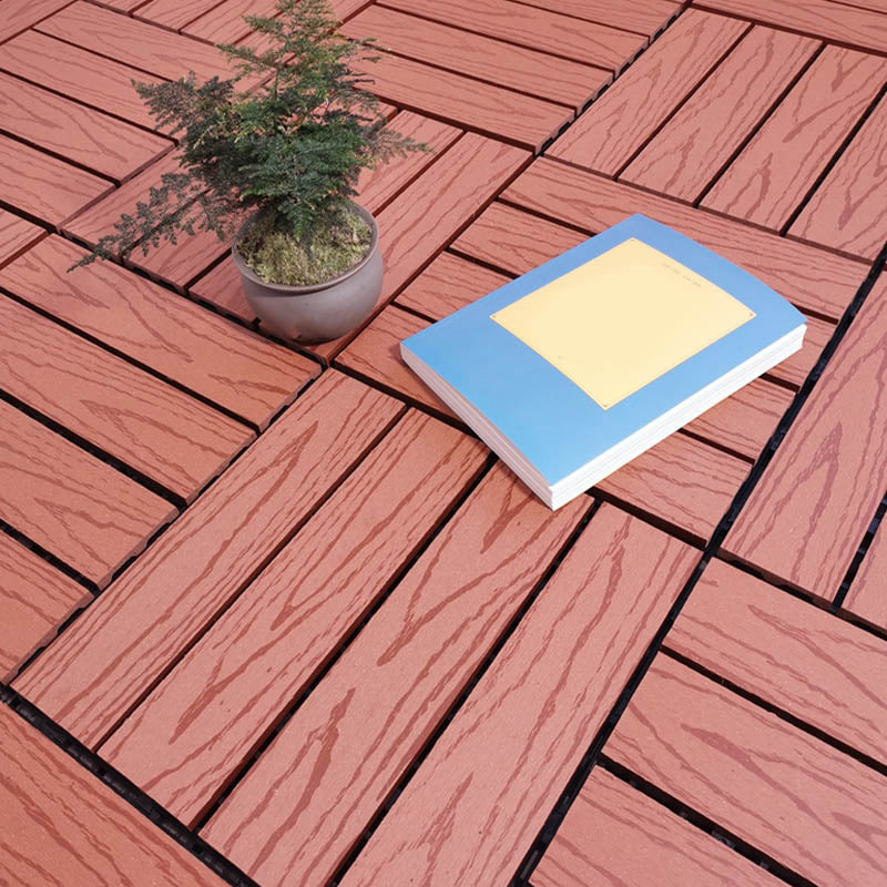 Classical Deck Tile Interlocking Wood Outdoor Flooring Flooring Tile Rosewood 10.7 sq ft. - 11 Pieces Clearhalo 'Home Improvement' 'home_improvement' 'home_improvement_outdoor_deck_tiles_planks' 'Outdoor Deck Tiles & Planks' 'Outdoor Flooring & Tile' 'Outdoor Remodel' 'outdoor_deck_tiles_planks' 7465046