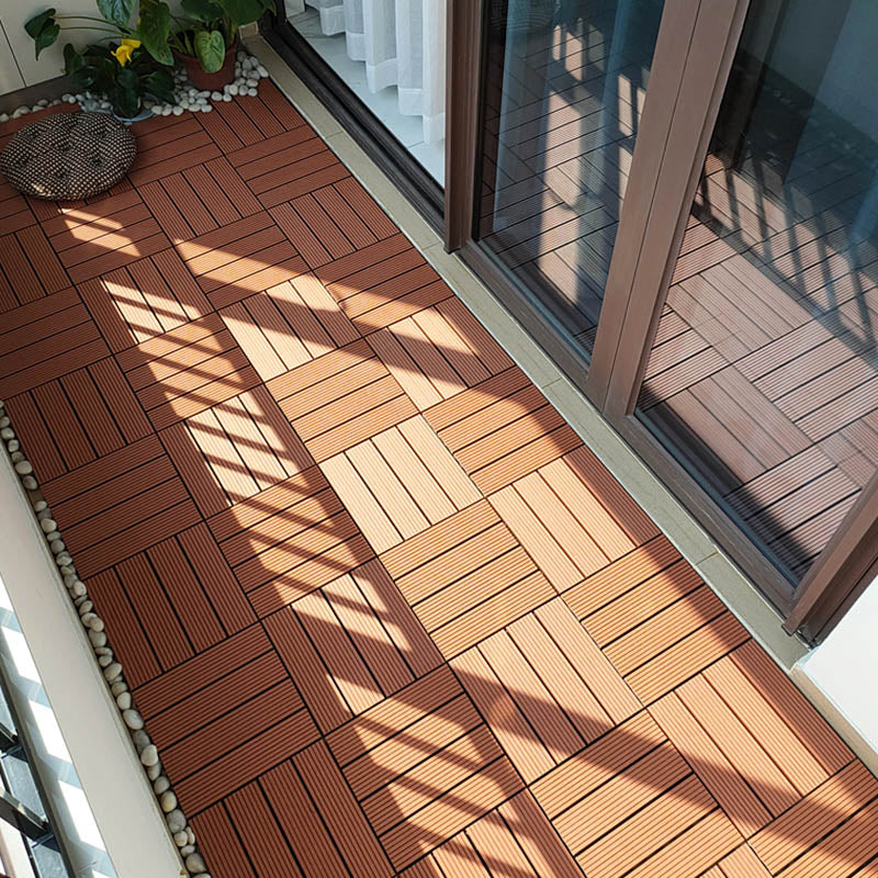 Classical Wood Outdoor Flooring Interlocking Patio Flooring Tiles Yellow Brown 10.7 sq ft. - 11 Pieces Clearhalo 'Home Improvement' 'home_improvement' 'home_improvement_outdoor_deck_tiles_planks' 'Outdoor Deck Tiles & Planks' 'Outdoor Flooring & Tile' 'Outdoor Remodel' 'outdoor_deck_tiles_planks' 7465084