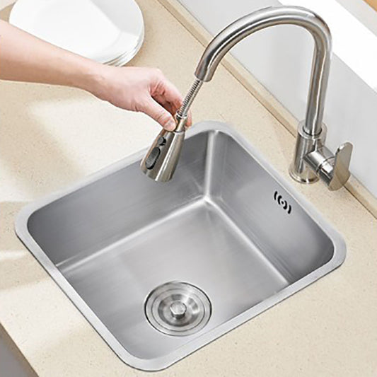 Modern Style Kitchen Sink Stainless Steel Overflow Hole Design Kitchen Sink with Faucet Clearhalo 'Home Improvement' 'home_improvement' 'home_improvement_kitchen_sinks' 'Kitchen Remodel & Kitchen Fixtures' 'Kitchen Sinks & Faucet Components' 'Kitchen Sinks' 'kitchen_sinks' 7465514