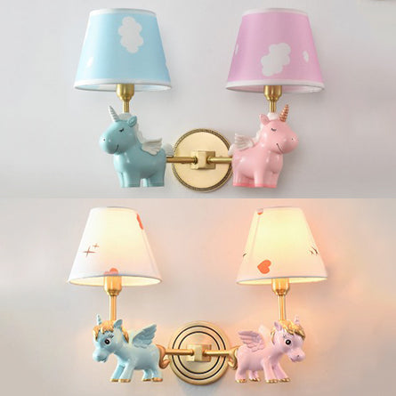 Animal Candy Colored Wall Light Unicorn 2 Lights Resin Sconce Light for Boys Girls Bedroom Clearhalo 'Wall Lamps & Sconces' 'Wall Lights' Lighting' 74664