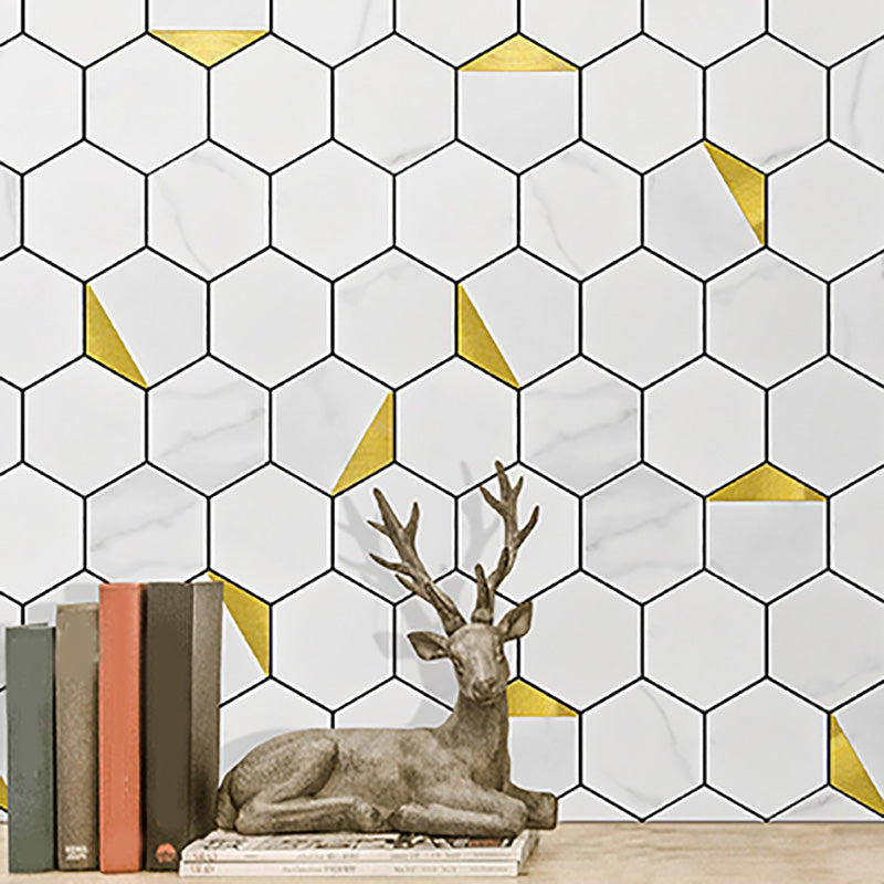 Hexagonal Modern Peel and Stick Tiles Mosaic Tile Peel and Stick Backsplash Gold 12" x 10"L Clearhalo 'Flooring 'Home Improvement' 'home_improvement' 'home_improvement_peel_stick_blacksplash' 'Peel & Stick Backsplash Tile' 'peel_stick_blacksplash' 'Walls & Ceilings' Walls and Ceiling' 7467809