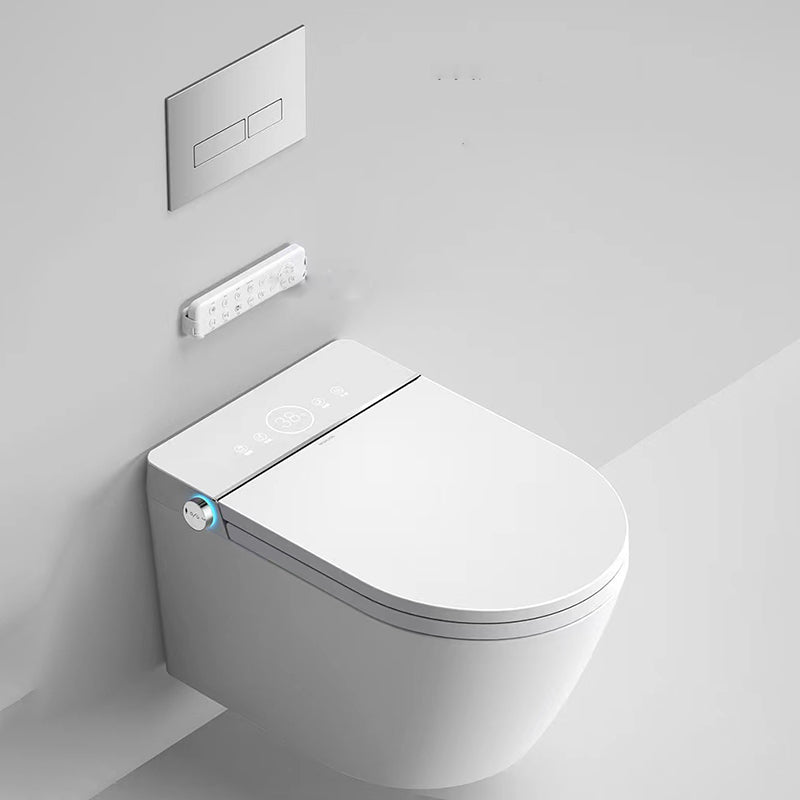 Elongated Wall Hung Toilet Set in White Smart Bidet With Warm Air Dryer Clearhalo 'Bathroom Remodel & Bathroom Fixtures' 'Bidets' 'Home Improvement' 'home_improvement' 'home_improvement_bidets' 'Toilets & Bidets' 7470038