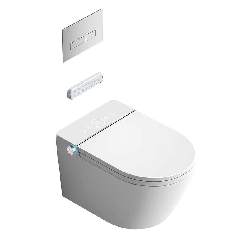 Elongated Wall Hung Toilet Set in White Smart Bidet With Warm Air Dryer Clearhalo 'Bathroom Remodel & Bathroom Fixtures' 'Bidets' 'Home Improvement' 'home_improvement' 'home_improvement_bidets' 'Toilets & Bidets' 7470039