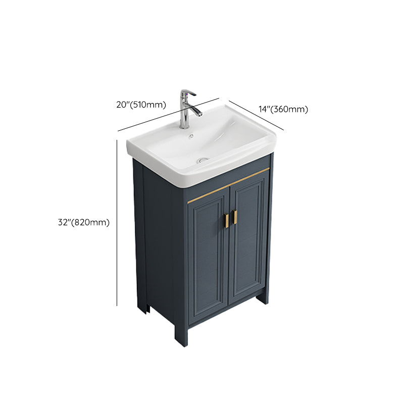 Single Blue Freestanding Bathroom Vanity Modern Metal Base Bath Vanity Clearhalo 'Bathroom Remodel & Bathroom Fixtures' 'Bathroom Vanities' 'bathroom_vanities' 'Home Improvement' 'home_improvement' 'home_improvement_bathroom_vanities' 7470828