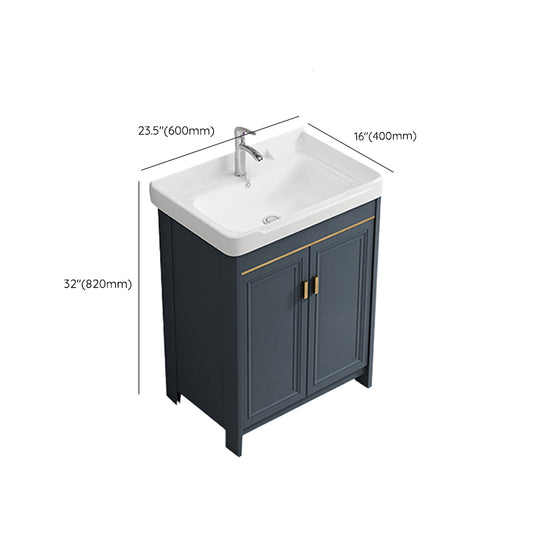 Single Blue Freestanding Bathroom Vanity Modern Metal Base Bath Vanity Clearhalo 'Bathroom Remodel & Bathroom Fixtures' 'Bathroom Vanities' 'bathroom_vanities' 'Home Improvement' 'home_improvement' 'home_improvement_bathroom_vanities' 7470829