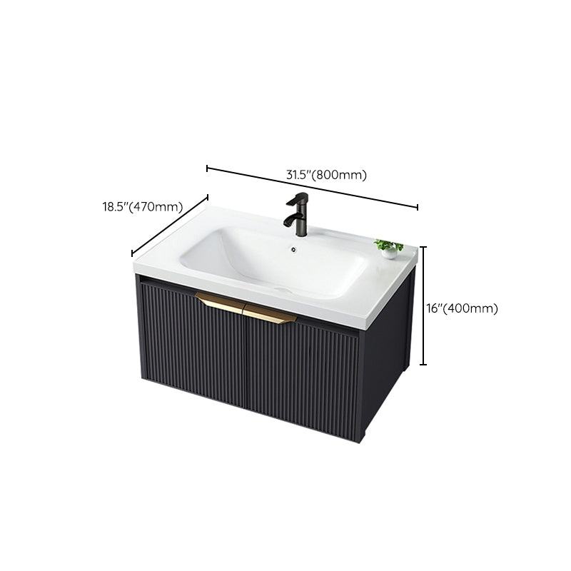 Glam Bath Vanity Single Sink Wall Mounted Metal Frame 2 Doors Mirror Grey Vanity Clearhalo 'Bathroom Remodel & Bathroom Fixtures' 'Bathroom Vanities' 'bathroom_vanities' 'Home Improvement' 'home_improvement' 'home_improvement_bathroom_vanities' 7470880