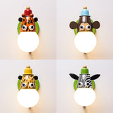 Animal Head Kindergarten Wall Light Metal Single Light Modern Cute Sconce Lamp in Green Clearhalo 'Wall Lamps & Sconces' 'Wall Lights' Lighting' 74708