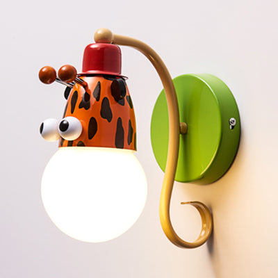 Animal Head Kindergarten Wall Light Metal Single Light Modern Cute Sconce Lamp in Green Clearhalo 'Wall Lamps & Sconces' 'Wall Lights' Lighting' 74710