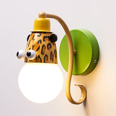 Animal Head Kindergarten Wall Light Metal Single Light Modern Cute Sconce Lamp in Green Clearhalo 'Wall Lamps & Sconces' 'Wall Lights' Lighting' 74716