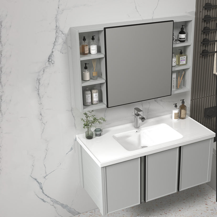 Modern Gray Bath Vanity Metal Frame Single Rectangular Wall Mount Sink Vanity Clearhalo 'Bathroom Remodel & Bathroom Fixtures' 'Bathroom Vanities' 'bathroom_vanities' 'Home Improvement' 'home_improvement' 'home_improvement_bathroom_vanities' 7476406