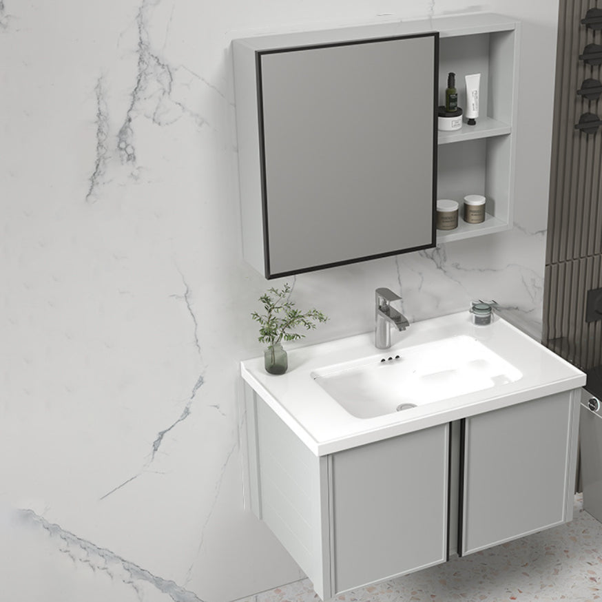 Modern Gray Bath Vanity Metal Frame Single Rectangular Wall Mount Sink Vanity Clearhalo 'Bathroom Remodel & Bathroom Fixtures' 'Bathroom Vanities' 'bathroom_vanities' 'Home Improvement' 'home_improvement' 'home_improvement_bathroom_vanities' 7476407